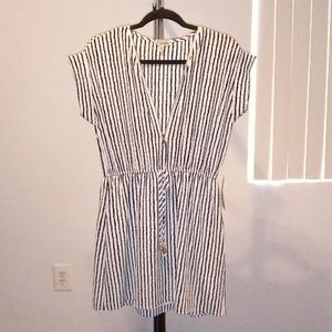 Blue & white strip zipper dress